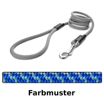 klassische Hundeleine - M - 175cm - blau mit silber swirl
